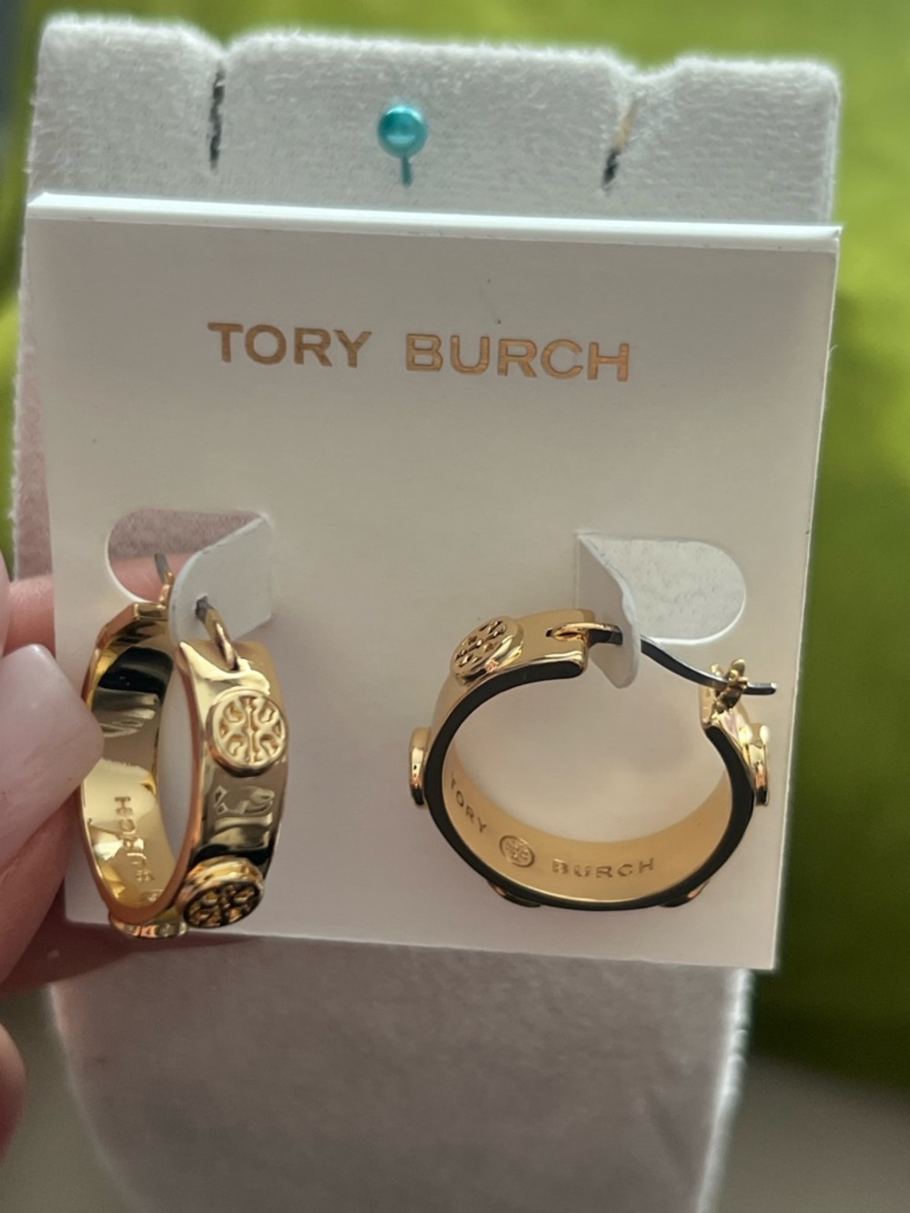 Tory Burch Gold-Tone Logo Accent Hoop Earrings